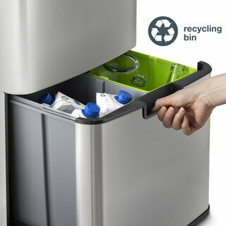 Poubelle de tri à capteur 64L - inox edition