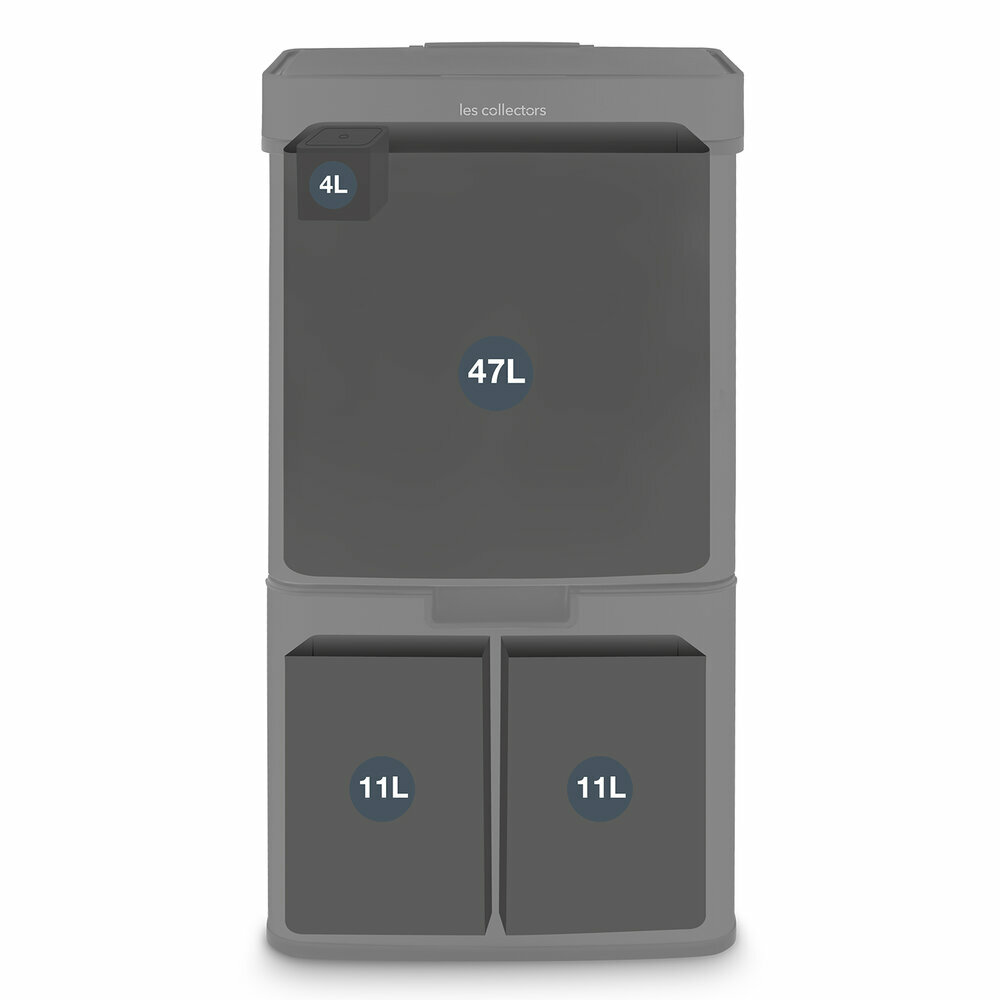 Poubelle de tri à capteur 69L - black edition