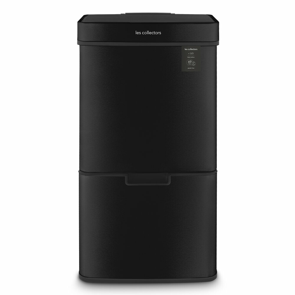 Poubelle de tri à capteur 69L - black edition
