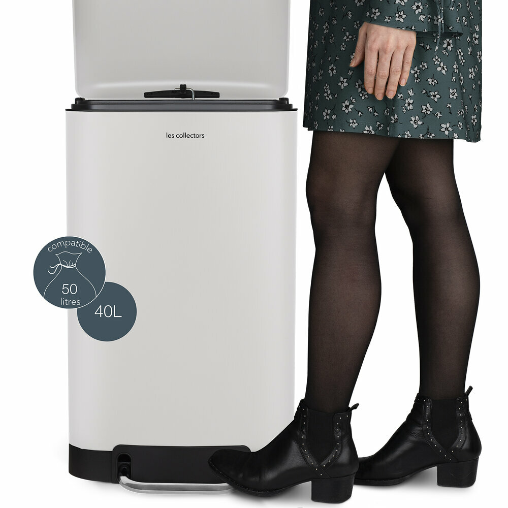 Poubelle à pédale 40L - Édition blanche