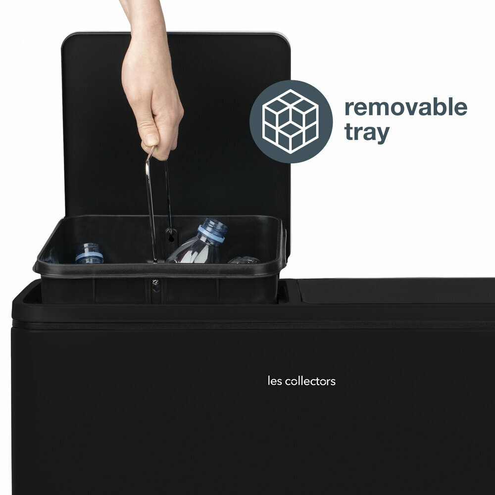 Poubelle de tri à pédale 2x30L - Édition noire