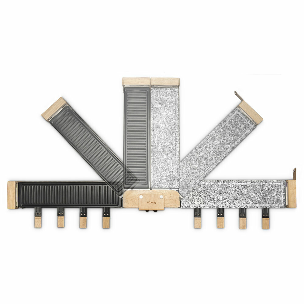 Raclette, pierre à cuire et grill 8 personnes design bois