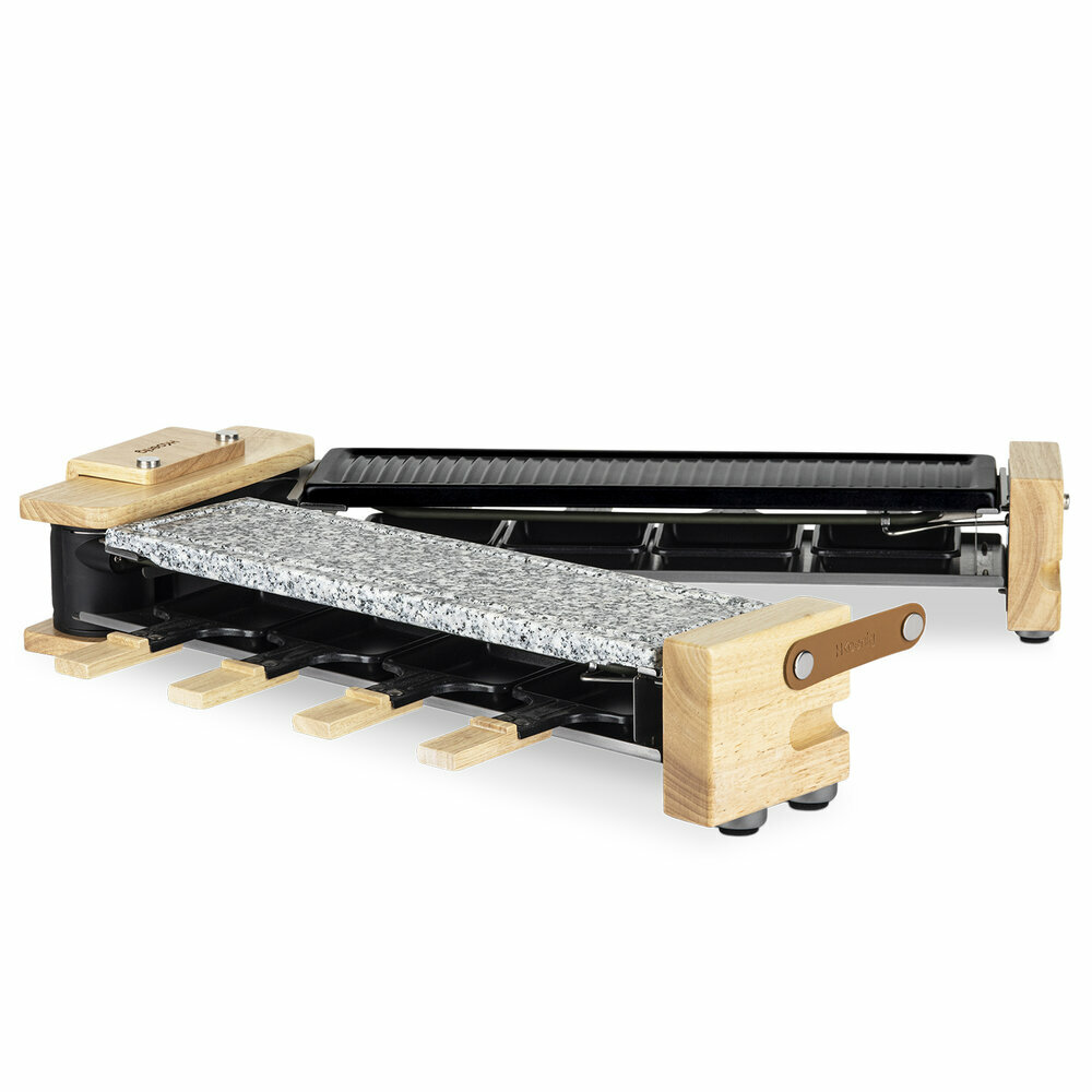 Raclette, pierre à cuire et grill 8 personnes design bois