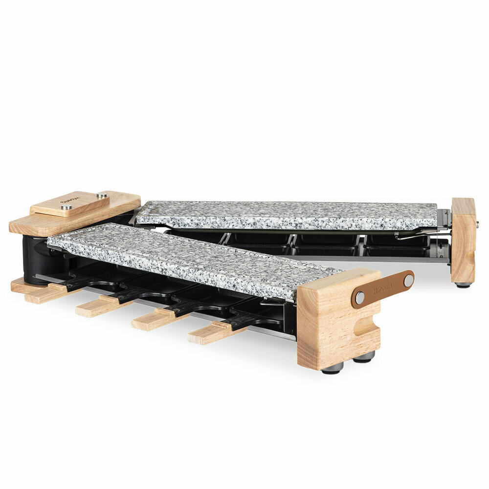 Raclette, pierre à cuire 8 personnes design bois