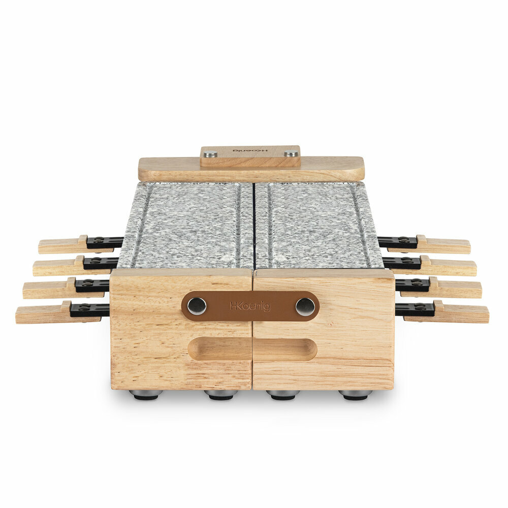 Raclette, pierre à cuire 8 personnes design bois