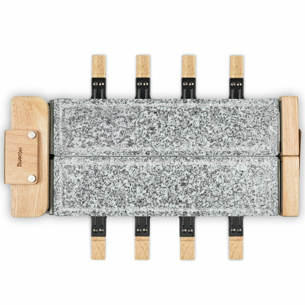 Raclette, pierre à cuire 8 personnes design bois
